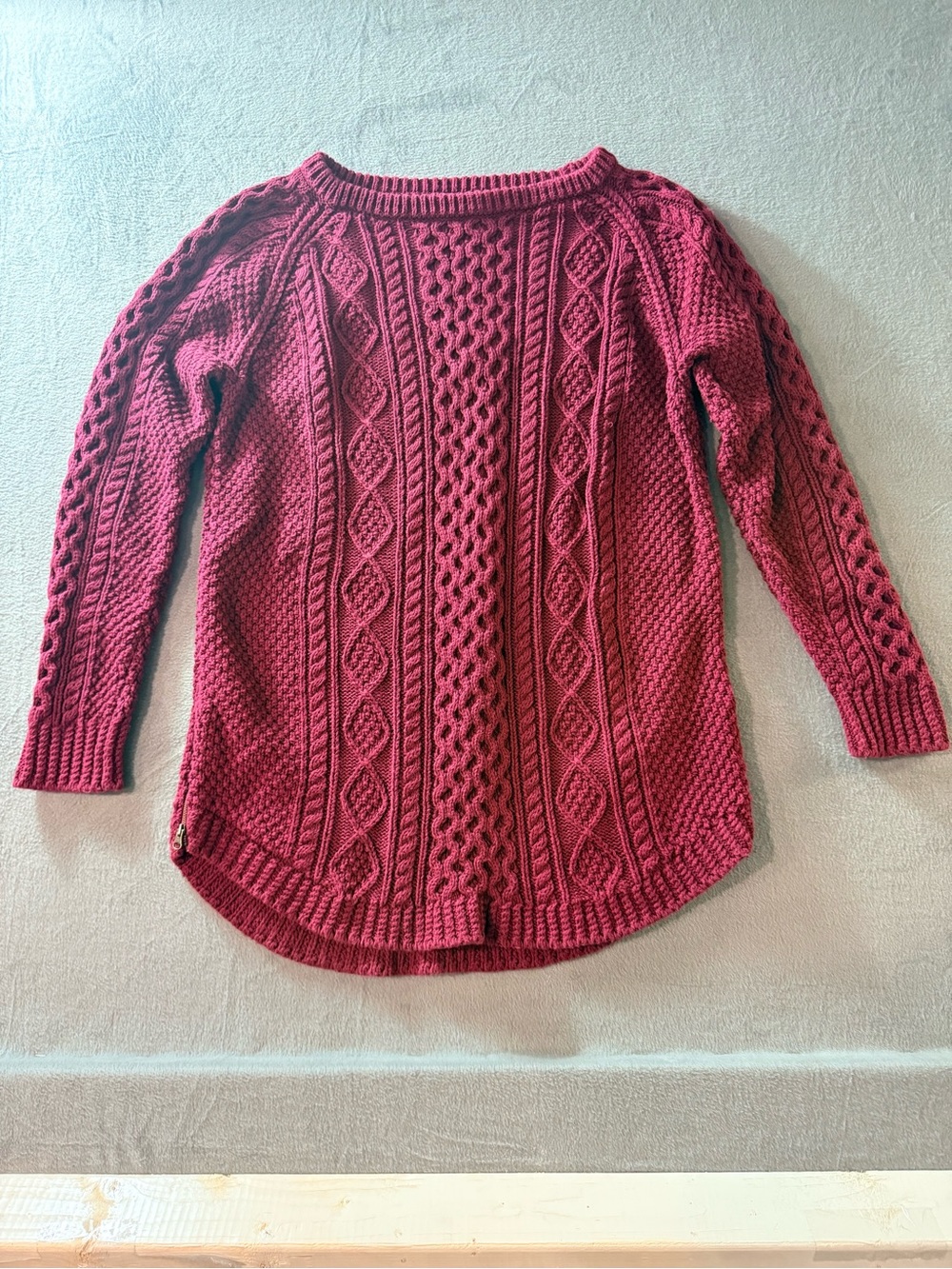 LL Bean - Signature Cable Knit Crew Sweater - Cranberry